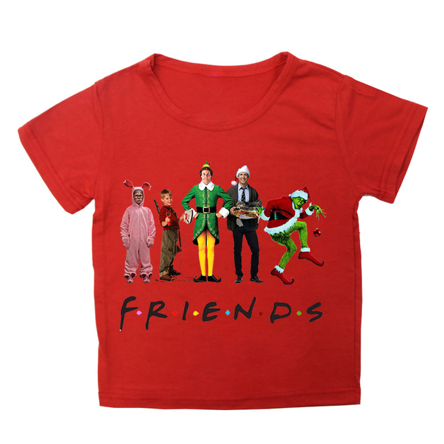 Wesołe świąteczne t-shirty dla dzieci - Przyjaciele z motywem Anime, koszulki z nadrukami dla chłopców i dziewcząt - uliczny styl dziecięcy - Wianko - 22