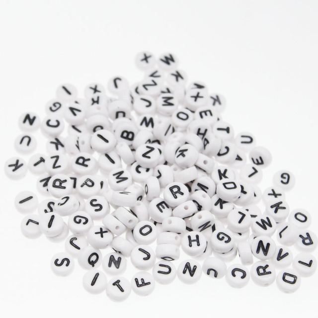 Koraliki CHONGAI White mix literek Alphabet Flat 7mm - 600 sztuk - Wianko - 2