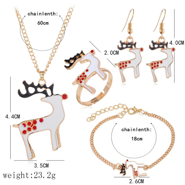 Zestaw biżuterii - naszyjnik, bransoletka, pierścień, kolczyki - złoty dzwonek świąteczny - Wianko - 9