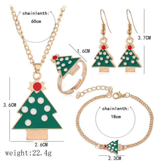 Zestaw biżuterii - naszyjnik, bransoletka, pierścień, kolczyki - złoty dzwonek świąteczny - Wianko - 11