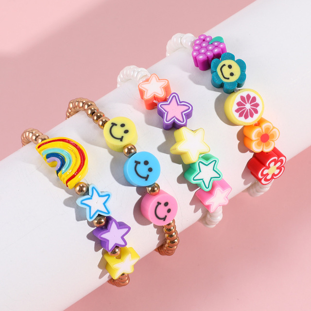 Bransoletka dzieci DIY z paciorkami w kształcie chmur i gwiazd, cukierki kolorowe, śliczna biżuteria dla dziewczynek - Wianko - 6