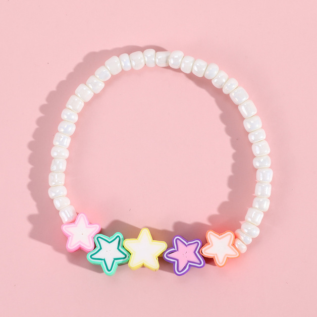 Bransoletka dzieci DIY z paciorkami w kształcie chmur i gwiazd, cukierki kolorowe, śliczna biżuteria dla dziewczynek - Wianko - 5