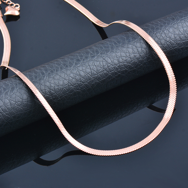Naszyjnik choker wężowy ze stali nierdzewnej, różowe złoto, collier femme 280 LK2 - Wianko - 3