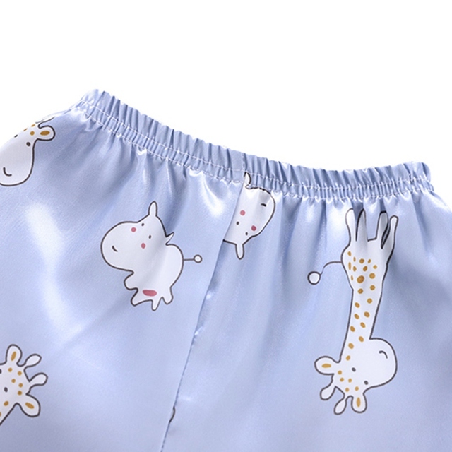 Letni komplet piżam dziecięcych dla dziewcząt i chłopców - bluzka z krótkim rękawem + spodnie nocne, ścieg piżamy, żyrafa - Wianko - 9