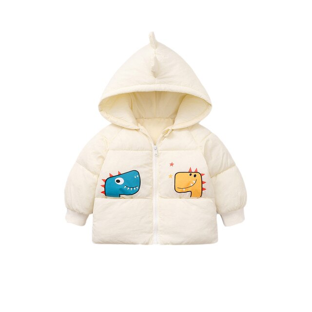 Ubranie śnieżne dla noworodków chłopców i dziewczynek zimowe z nadrukiem dinozaura - ciepła bluza z kapturem z grubej bawełny, курточka для девочек g5 - Wianko - 5