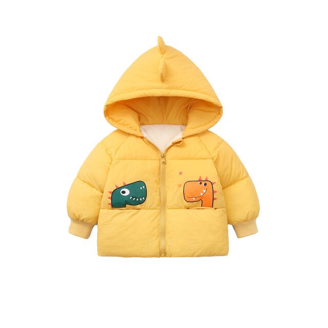 Ubranie śnieżne dla noworodków chłopców i dziewczynek zimowe z nadrukiem dinozaura - ciepła bluza z kapturem z grubej bawełny, курточka для девочек g5 - Wianko - 6