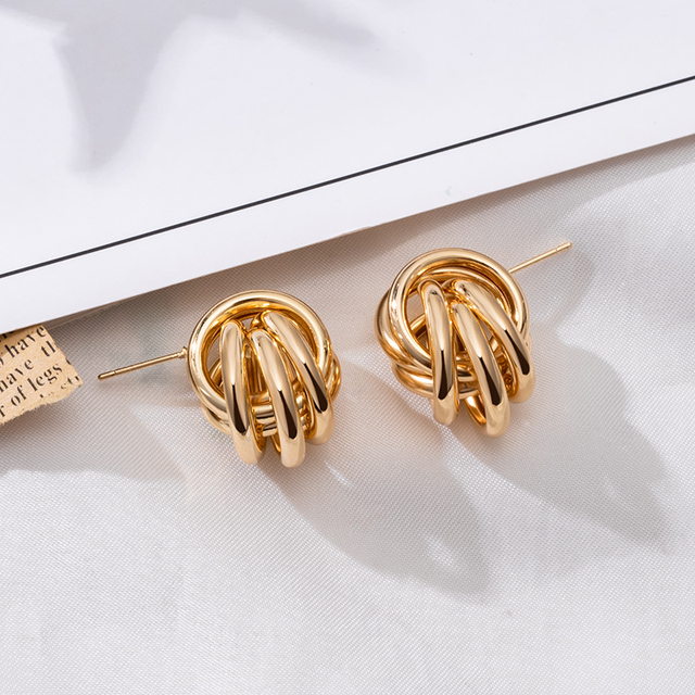 Wiszące kolczyki geometryczne z okrągłym złotym vintage stylem - biżuteria 2021 dla kobiet, punkowy trend - Wianko - 6