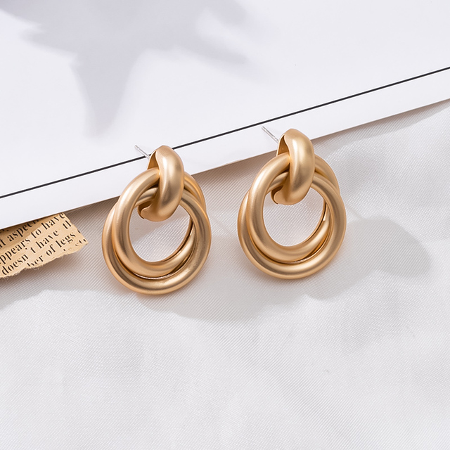 Wiszące kolczyki geometryczne z okrągłym złotym vintage stylem - biżuteria 2021 dla kobiet, punkowy trend - Wianko - 9