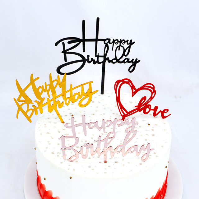Złoty różowy czarny czerwony Cupcake Topper na urodziny - dekoracja tortu dla dzieci i na ślub - Wianko - 2