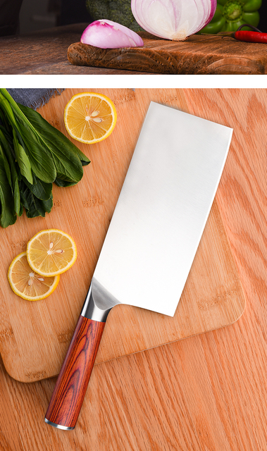 Chiński nóż kuchenny ze stali nierdzewnej o pełnej klinge i drewnianym uchwycie - Wianko - 19