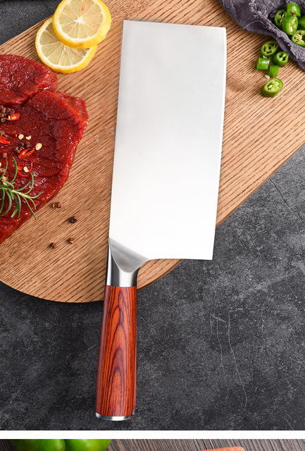 Chiński nóż kuchenny ze stali nierdzewnej o pełnej klinge i drewnianym uchwycie - Wianko - 15