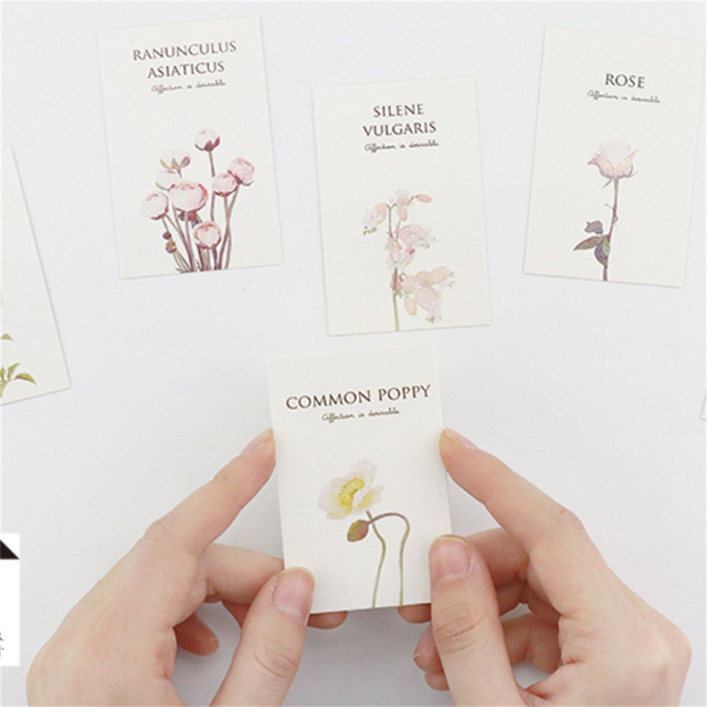 Ręcznie malowane kwiaty - 28 sztuk/zestaw - Kawaii karty biurowe - Mini pocztówka dla ucznia - Wianko - 8