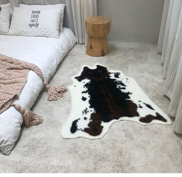 Dywan w stylu imitacji skóry krowy do salonu, sypialni, pokoju dziecięcego - maty, dywaniki na podłogę - Wianko - 5