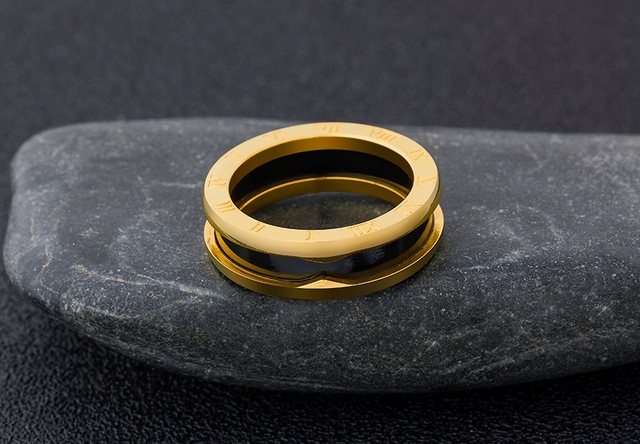 Mężczyźni pierścień z cyfrą rzymską w klasycznym stylu, wykonany z dwuwarstwowej stali nierdzewnej, w kolorze złota lub różowego złota - rozmiar opcjonalny - Wianko - 7