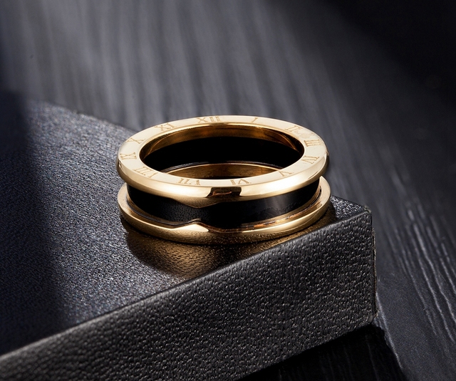Mężczyźni pierścień z cyfrą rzymską w klasycznym stylu, wykonany z dwuwarstwowej stali nierdzewnej, w kolorze złota lub różowego złota - rozmiar opcjonalny - Wianko - 2