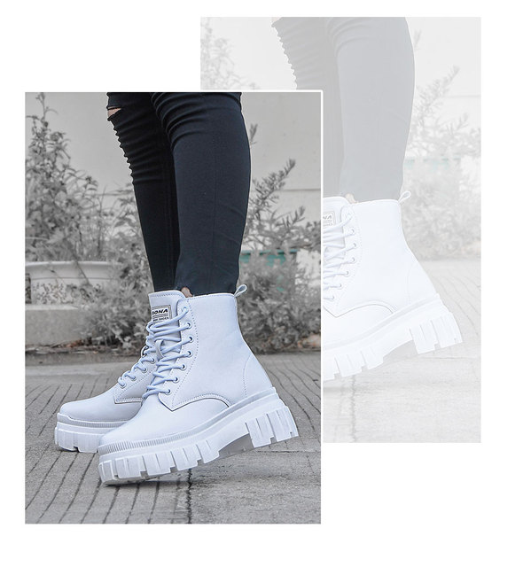 BONY 2022 Nowe projektantki brytyjskie botki Vintage dla kobiet - wysokie pluszowe buty na zimę, platformowe botki - Wianko - 14