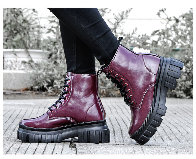 BONY 2022 Nowe projektantki brytyjskie botki Vintage dla kobiet - wysokie pluszowe buty na zimę, platformowe botki - Wianko - 11