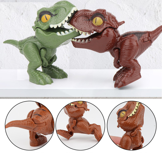 1 sztuk nowy kreatywny Fidget Model dinozaura Finger dinozaur zabawki Tricky jurajski Tyrannosaurus interaktywne gryzienie ręcznie Kid dziecko prezent - Wianko - 6