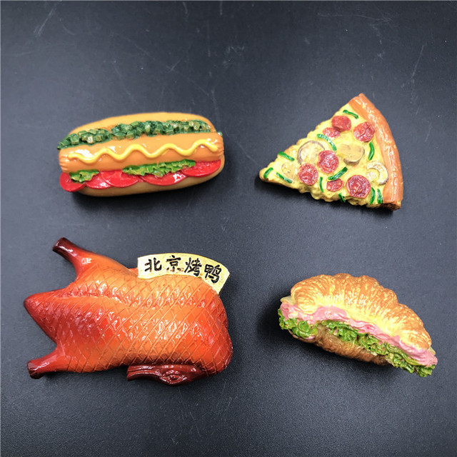Delikatne wykonanie 3D magnes na lodówkę - Peking Duck Pizza Hot Dog - bułeczki hamburgerów - Wianko - 1