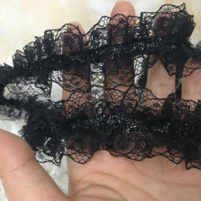 Biało-czarna plisowana koronka szyfonu bawełniana z haftowaną tiulową tkaniną wstążką do szycia DIY - Wianko - 10