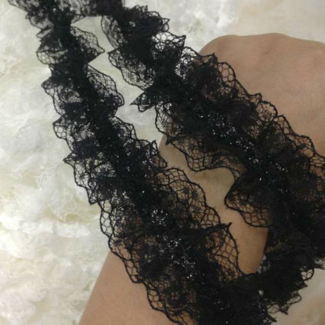 Biało-czarna plisowana koronka szyfonu bawełniana z haftowaną tiulową tkaniną wstążką do szycia DIY - Wianko - 12