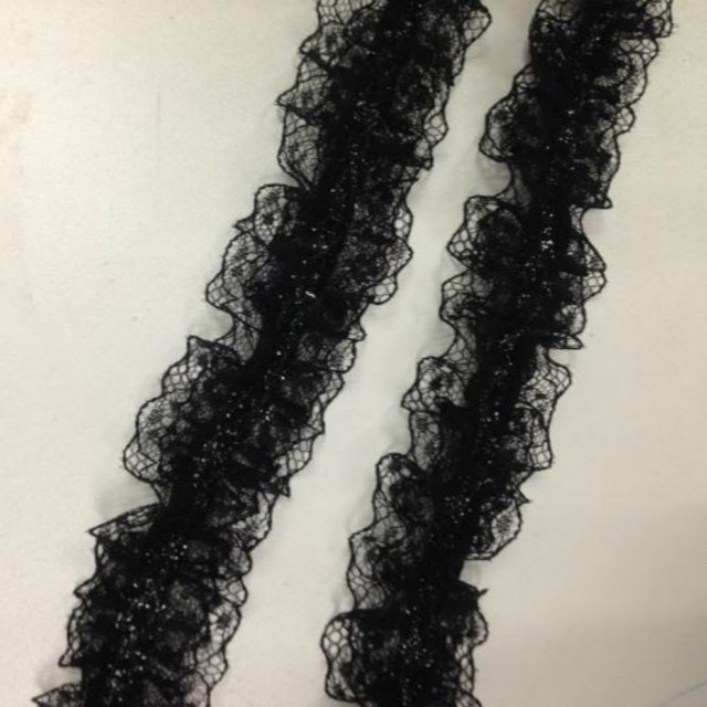 Biało-czarna plisowana koronka szyfonu bawełniana z haftowaną tiulową tkaniną wstążką do szycia DIY - Wianko - 18