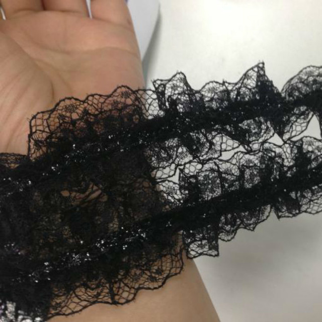 Biało-czarna plisowana koronka szyfonu bawełniana z haftowaną tiulową tkaniną wstążką do szycia DIY - Wianko - 16