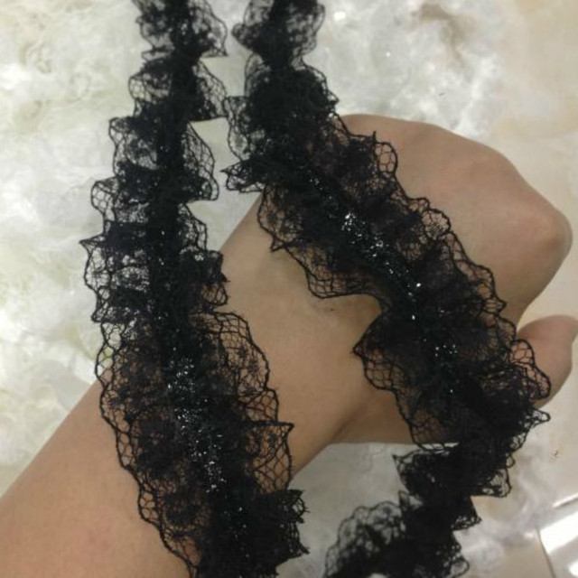 Biało-czarna plisowana koronka szyfonu bawełniana z haftowaną tiulową tkaniną wstążką do szycia DIY - Wianko - 13