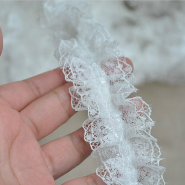 Biało-czarna plisowana koronka szyfonu bawełniana z haftowaną tiulową tkaniną wstążką do szycia DIY - Wianko - 4