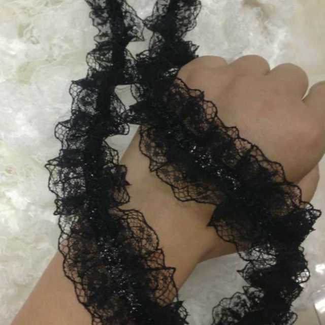 Biało-czarna plisowana koronka szyfonu bawełniana z haftowaną tiulową tkaniną wstążką do szycia DIY - Wianko - 14