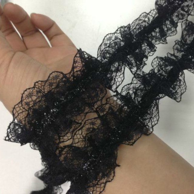 Biało-czarna plisowana koronka szyfonu bawełniana z haftowaną tiulową tkaniną wstążką do szycia DIY - Wianko - 17