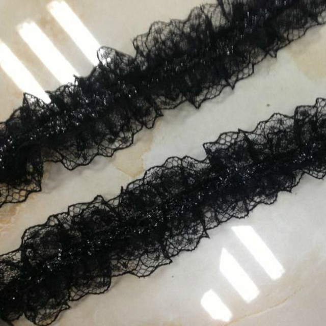 Biało-czarna plisowana koronka szyfonu bawełniana z haftowaną tiulową tkaniną wstążką do szycia DIY - Wianko - 19