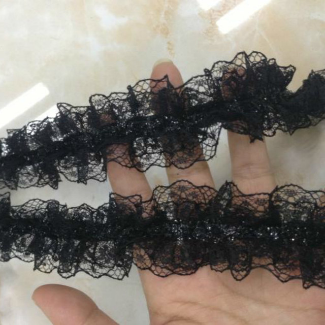 Biało-czarna plisowana koronka szyfonu bawełniana z haftowaną tiulową tkaniną wstążką do szycia DIY - Wianko - 11