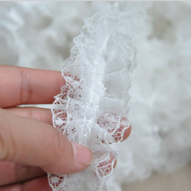 Biało-czarna plisowana koronka szyfonu bawełniana z haftowaną tiulową tkaniną wstążką do szycia DIY - Wianko - 5