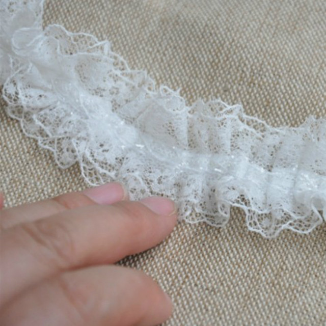 Biało-czarna plisowana koronka szyfonu bawełniana z haftowaną tiulową tkaniną wstążką do szycia DIY - Wianko - 7