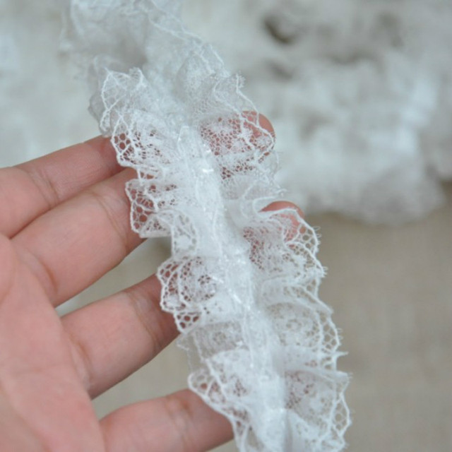 Biało-czarna plisowana koronka szyfonu bawełniana z haftowaną tiulową tkaniną wstążką do szycia DIY - Wianko - 2