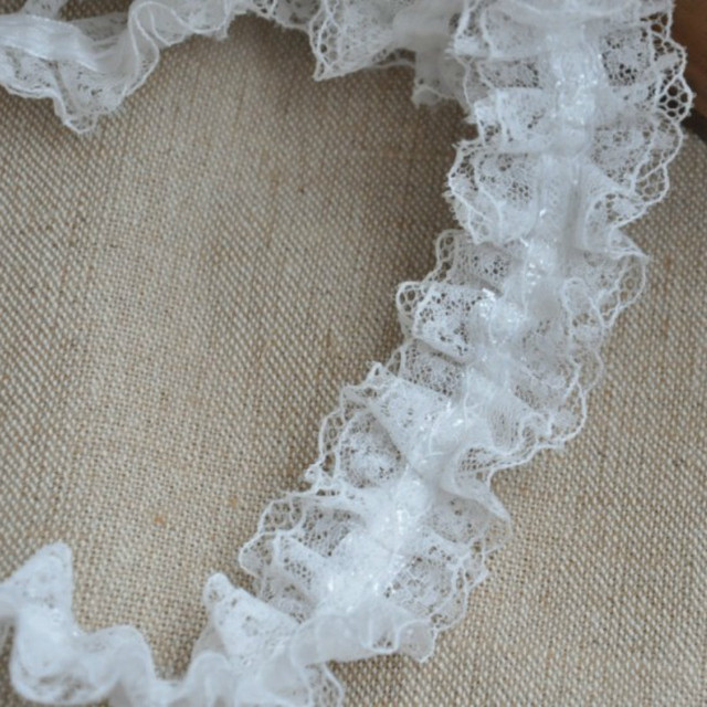 Biało-czarna plisowana koronka szyfonu bawełniana z haftowaną tiulową tkaniną wstążką do szycia DIY - Wianko - 3