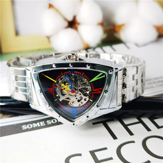 Zegarek męski DUNCOUGAR sportowy wzór, kształt trójkąta, marka luksusowa, mechaniczny - Wianko - 4