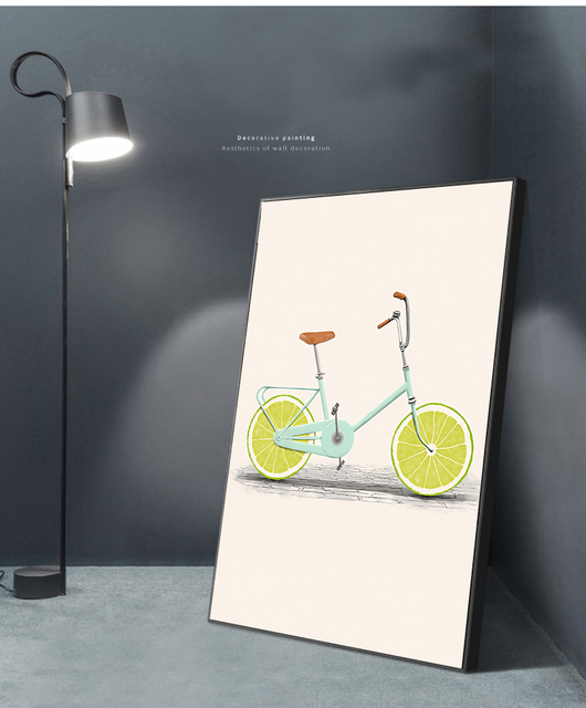 Malarstwo Nordyckie - minimalistyczne obrazy na ścianę: moda, rower, cytryna, pomarańcza - Wianko - 6
