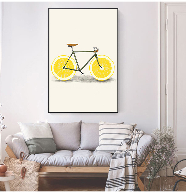 Malarstwo Nordyckie - minimalistyczne obrazy na ścianę: moda, rower, cytryna, pomarańcza - Wianko - 2