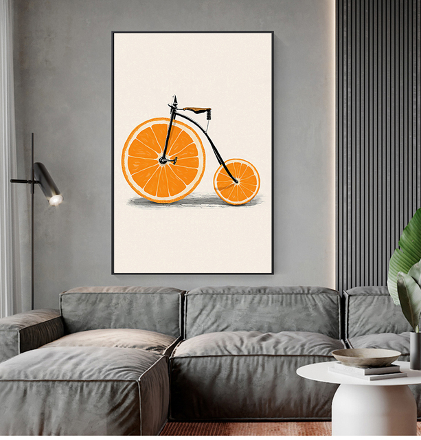 Malarstwo Nordyckie - minimalistyczne obrazy na ścianę: moda, rower, cytryna, pomarańcza - Wianko - 1