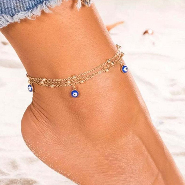 Czeskie tureckie koralikowe obrączki z niebieskim Okiem Opatrzności na nogi - lato biżuteria plażowa dla kobiet - Wianko - 2