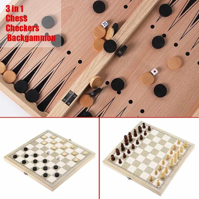 Zestaw szachów Backgammon 3w1 NewDesign - drewniane szachy i warcaby, deska 44X44CM - Wianko - 4