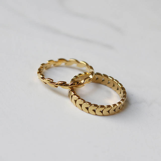 Pierścień ze stali tytanowej YUN RUO Vintage, ozdobiony geometrią złotych liści pszenicy, pozłacany 18K, biżuteria elegancka dla kobiet - Wianko - 8