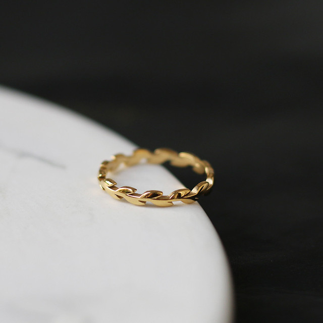 Pierścień ze stali tytanowej YUN RUO Vintage, ozdobiony geometrią złotych liści pszenicy, pozłacany 18K, biżuteria elegancka dla kobiet - Wianko - 7