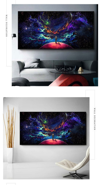 Malarstwo na płótnie Luminous Space - Artystyczne streszczenie Fantastycznego kolorowego wszechświata z gwiaździstym niebem - Wianko - 4
