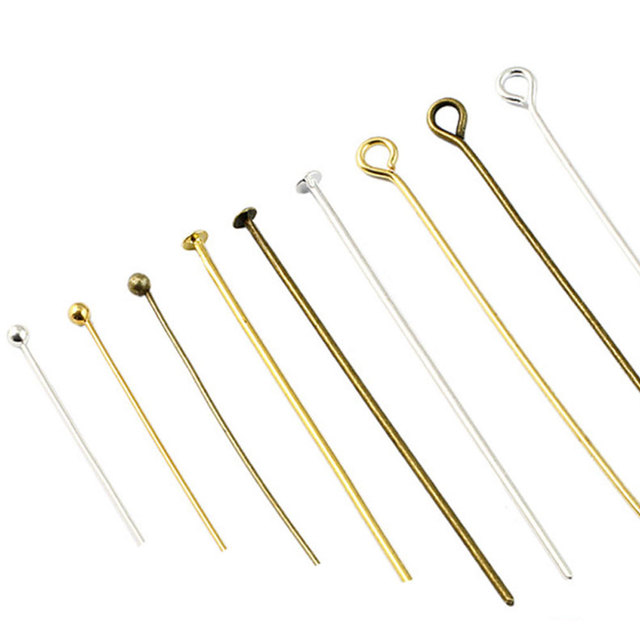 Plated Eye head Pins - zestaw 100 sztuk płaskich szpil z główką kulkową do tworzenia biżuterii (16-50mm) - Wianko - 2