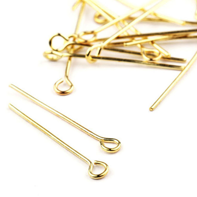 Plated Eye head Pins - zestaw 100 sztuk płaskich szpil z główką kulkową do tworzenia biżuterii (16-50mm) - Wianko - 7