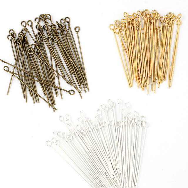 Plated Eye head Pins - zestaw 100 sztuk płaskich szpil z główką kulkową do tworzenia biżuterii (16-50mm) - Wianko - 6