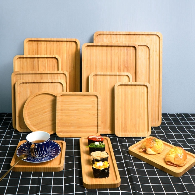 Filiżanka do herbaty z drewnianym spodkiem - taca bambusowa i talerz na owoce - prostokątna japońska dekoracja - Wianko - 3